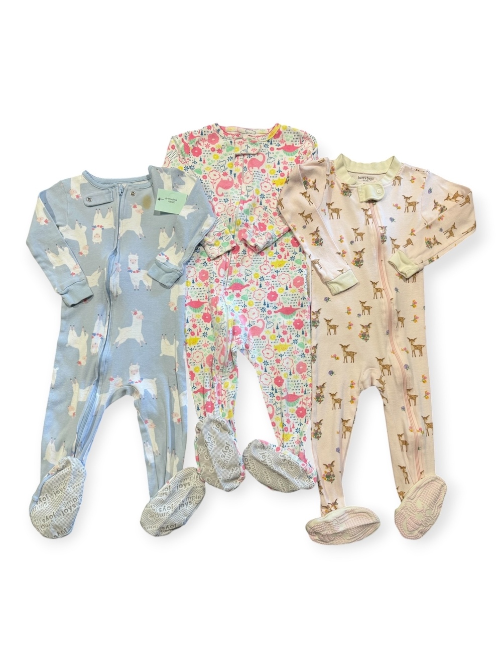 Footed Pajamas Sleepers Size 18M w/Animal Prints - Carter's & Burt's Bees Baby